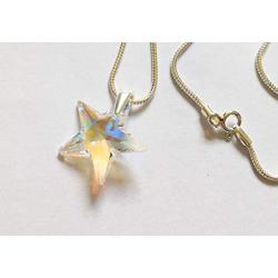 Royal Crystals Sterling Silver 925 Star Earrings and Star Pendant Necklace made with Blue Aurora Borealis Swarovski Crystals Fine Jewelry, 18 inches