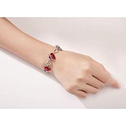 Leafael Infinity Love Heart Link Bracelet with Birthstone Crystal, Womens Gifts, Silver-Tone, 7'' with 2'' Extender