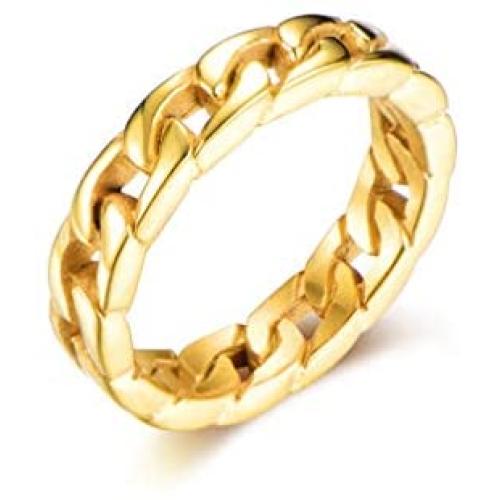 Xusamss Hip Hop Stainless Steel Cuban Chain Band Ring