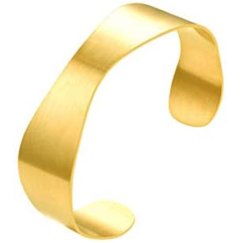 FindChic Wide Cuff Bracelet for Women 18K Gold Plated Tapered Cut/Wave/Evil Eye Adjustable Open Plain Chunky Statement Bangles for Girls