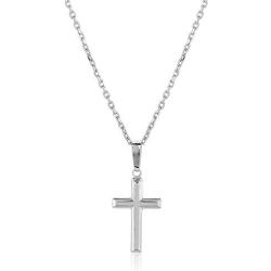 Vanbelle Rhodium Plated 925 Sterling Silver Cross Pendant Necklace for Women and Girls