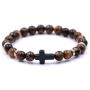 SOFTONES 4PCS Cross Beads Bracelet for Men Women 8mm Healing Lava Stone Stretch Bracelets,7.5'' …