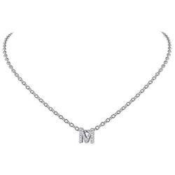 ChainsHouse CZ Initial Letter Pendant Necklace Mens Womens, 18K Gold/Platinum Plated Cubic Zirconia Personalized Name Necklace Tiny Letters Charm for Girls, Alphabet 26 A to Z