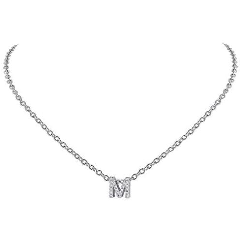 ChainsHouse CZ Initial Letter Pendant Necklace Mens Womens, 18K Gold/Platinum Plated Cubic Zirconia Personalized Name Necklace Tiny Letters Charm for Girls, Alphabet 26 A to Z