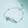 AOBOCO Sterling Silver Inspirational Bracelet for Women, Be Brave & Keep Going, Simulated Aquamarine Crystal from Austria, Anniversary Birthday Jewelry Gifts for Daughter Girlfriend Sister BFF