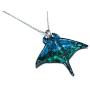 Handmade Ocean Blue Manta Ray Stingray Art Glass Blown Sea Animal Figurine Pendant Necklace Jewelry