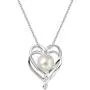 FANCIME Pearl Necklace 9-10mm Genuine Freshwater Pearl in Sterling Silver Birthstone Necklace for Women Heart Infinity Necklace June Birthstone Fine Jewelry for Women