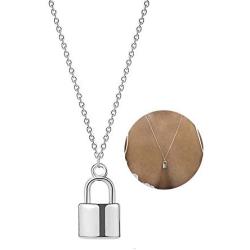 YOOE Cute Silver Lock Necklace for Women.Punk Metal Padlock Y Pendant Necklace,Geometric Lock Type Choker Egirl Necklace Girl Aesthetic Jewelry