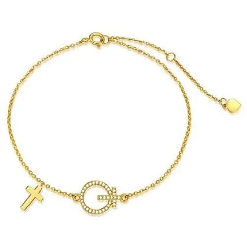 BEBEWO 10K 14K 18K Yellow Gold Cross Bracelet, Honey Bee Bracelet, Flower Bracelet, Gold Bracelet Jewelry for Women, 6.5''+1''+1'' BEBEWO 10K 14K 18K Yellow Gold Cross Bracelet, Honey Bee Bracelet, Flower Bracelet, Gold Bracelet Jewelry for Women, 6.5''+1''+1''