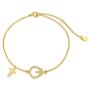 BEBEWO 10K 14K 18K Yellow Gold Cross Bracelet, Honey Bee Bracelet, Flower Bracelet, Gold Bracelet Jewelry for Women, 6.5''+1''+1''