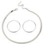 2 Pcs 14K Gold/Silver Plated Adjustable 5MM Flat Snake Chain Herringbone Choker Necklace & Geometric Big Hoop Earrings Simple Dainty Jewelry Set for Women Girl