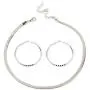 2 Pcs 14K Gold/Silver Plated Adjustable 5MM Flat Snake Chain Herringbone Choker Necklace & Geometric Big Hoop Earrings Simple Dainty Jewelry Set for Women Girl