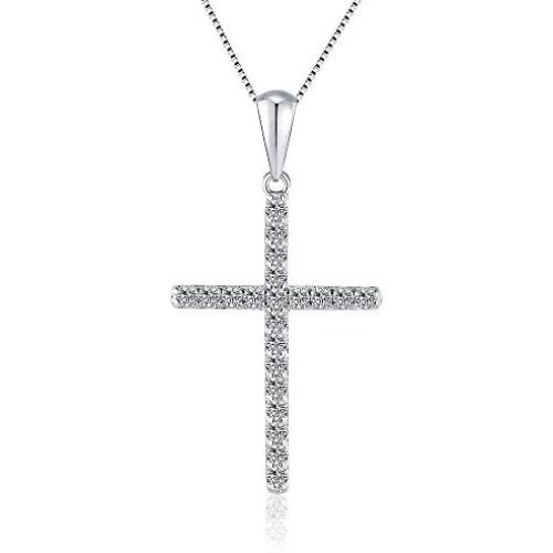 Cerylle 925 Sterling Silver CZ Cross Hope Faith Pendant for Women Necklace Making