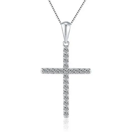 Cerylle 925 Sterling Silver CZ Cross Hope Faith Pendant for Women Necklace Making Cerylle 925 Sterling Silver CZ Cross Hope Faith Pendant for Women Necklace Making