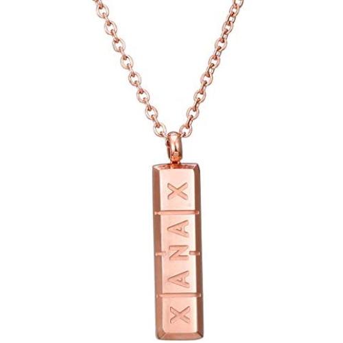 Pill Necklace,Womens Girls Small Pill Capsule Xanax ID Bar Pendant Stainless Steel Necklace Jewelry