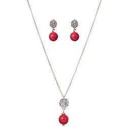 Pearl Necklace and Earring Set for Women Gold Plated Pearl Pendant Necklace Fashion Jewelry