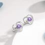 Jewelry Set for women, 925 Sterling Silver Stud Earrings, Love Pendant Necklace with White/Purple/Blue Cubic Zirconia for Girlfriend , Best valentines-day Gift Mothers Day Mom Gifts from Daughter Son