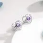 Jewelry Set for women, 925 Sterling Silver Stud Earrings, Love Pendant Necklace with White/Purple/Blue Cubic Zirconia for Girlfriend , Best valentines-day Gift Mothers Day Mom Gifts from Daughter Son