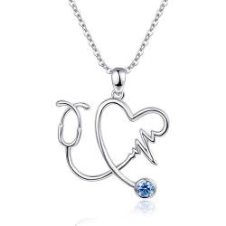 PRAYMOS 925 Sterling Sliver Heart Necklace for Women Shiny CZ Engraved Pendant Necklace Jewelry Gifts