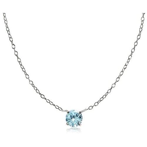 Ice Gems Sterling Silver Small Dainty Round Genuine, Simulated Gemstone or Cubic Zirconia Choker Necklace