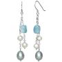 Belacqua Natural Aquamarine & Cultured Freshwater Pearl Layered Station Chain Necklace
