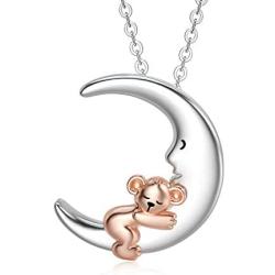 ROMANTIC WORK Koala Bear Necklace for Women Sterling Silver Animal on Moon Pendant Necklace Koala Bear Jewelry Birthday Gifts for Girlfriend Lover Sister