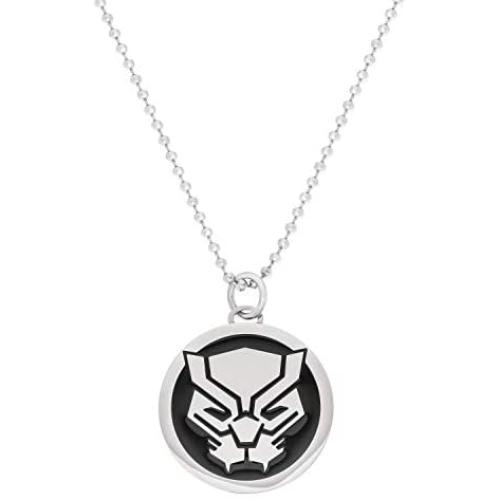 Marvel Comics Black Panther Jewelry, Stainless Steel Pendant Necklace, 22'' Ball Chain