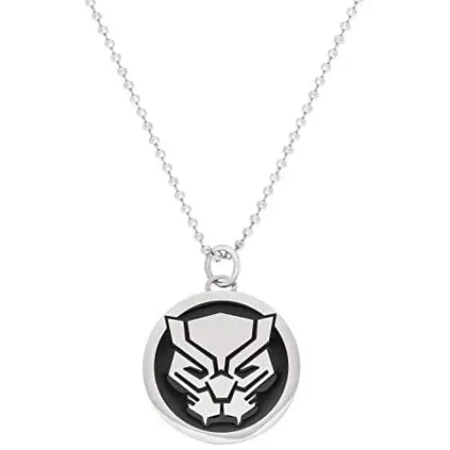 Marvel Comics Black Panther Jewelry, Stainless Steel Pendant Necklace, 22'' Ball Chain Marvel Comics Black Panther Jewelry, Stainless Steel Pendant Necklace, 22'' Ball Chain