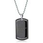 Bling Jewelry Personalized Engrave Hip Hop CZ Accent Military Army Black Dog Tag Pendant Necklace for Men Stainless Steel with Chain
