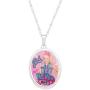 JoJo Siwa Jewelry for Girls, Silver Plated Girls Never Quit Oval Pendant Necklace, 18'' Chain