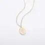 S.J JEWELRY 14K Gold Plated Guardian Flower Necklace Disc Coin Pendant Personalized Gift for Women Girls 12 Months Constellation Birthday Lucky Flower Necklace