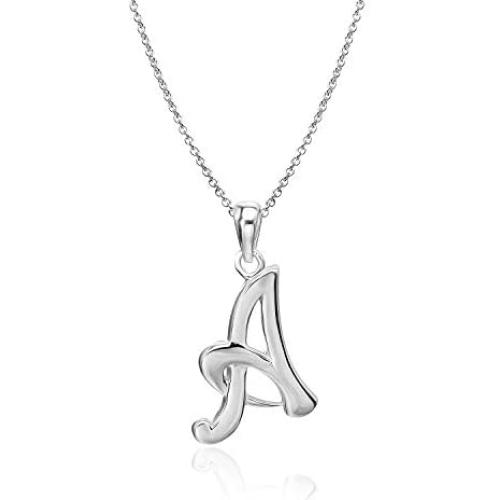 River Island Sterling Silver Alphabet Initial Letters A-Z Pendant Necklace 18'' | Available in Silver and Yellow Gold