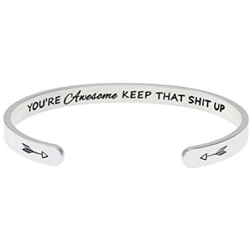 Bracelets for Women Inspirational Gifts for Women Personalized Jewelry for Best Friend Friendship Teen Girls Birthday Unique Motivational Cuff Bangle