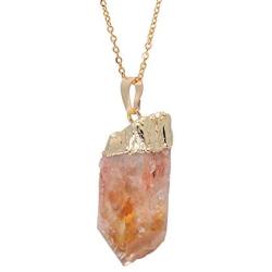 Handmade Natural Irregular Citrine Crystal Raw Gemstone Pendant Necklace,Yellow Gold