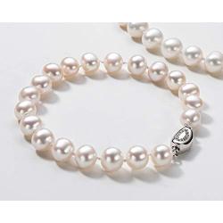 Pearl Bracelets Freshwater Cultured Genuine Pearl Bracelet with Sterling Silver Clasp Pearl Jewelry Gift for Women Girls Bridesmaid 7.1 Inches 6-7mm/7-8mm/8-9mm/9-10mm/10-11mm