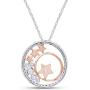 Mothers Day Jewelry Gifts 1/3 Carat CT Natural Diamond Two Tone Open Circle Moon Star Pendant Necklace in 14k Gold Over Sterling Silver (I-J Color, I2-I3 Clarity, 0.33 Cttw)