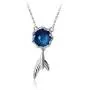 Mermaid in Deep Ocean Sterling Silver Necklace for Women Teen Girls Blue Crystal Dolphin Whale Fish Tail Charm Pendant Adjustable Chain 17'' Fashion Sea Jewelry Delicate Souvenir Gift for Daughter