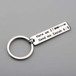 SEIRAA Here Am I. Send Me. Isaiah 6:8 Keychain Bible Verse Jewelry Christian Gift Inspiration Encouragement Gift