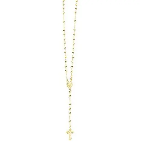 Ritastephens Italian Sterling Silver Gold-tone 3mm Rosary Bead Virgin Mary Cross Necklace, 20'' Ritastephens Italian Sterling Silver Gold-tone 3mm Rosary Bead Virgin Mary Cross Necklace, 20''