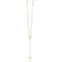 Ritastephens Italian Sterling Silver Gold-tone 3mm Rosary Bead Virgin Mary Cross Necklace, 20'' Ritastephens Italian Sterling Silver Gold-tone 3mm Rosary Bead Virgin Mary Cross Necklace, 20''