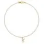 YorzAhar 3.5mm Mini Pearls Necklaces with Cubic Zirconia Initial | 26 Personalized Capital Letter Pendant Chain for Women Girls Children Women’s Day Gift