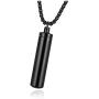 Personalized Sealed Cylinder Tube Locket Cremation Urn Necklace for Ashes Silver Black Engraving Capsule Tube Vial Pendant Ash Urns Keepsake Jewelry Memorial Necklaces with 22/24 inches Chain Link