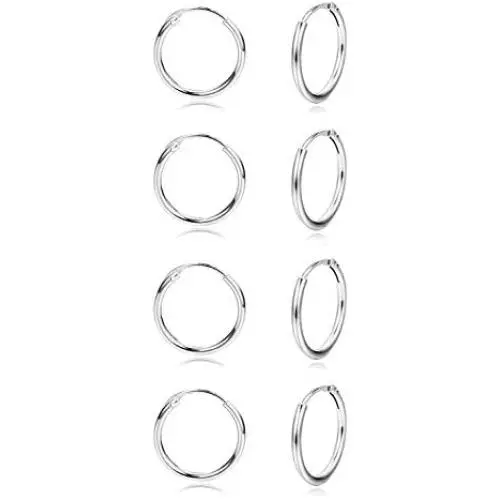Sllaiss 4 Pairs 925 Sterling Silver Hoop Earrings for Women Men Unisex 12mm Endless Small Hoop Earrings Set Hypoallergenic Sllaiss 4 Pairs 925 Sterling Silver Hoop Earrings for Women Men Unisex 12mm Endless Small Hoop Earrings Set Hypoallergenic