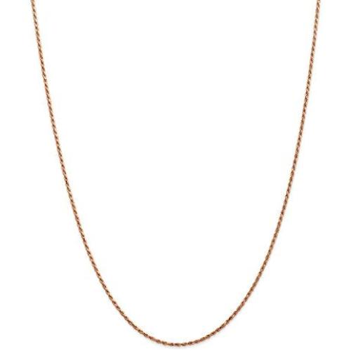 Solid 14k Rose Gold 1.5mm Diamond-Cut Rope Chain Necklace - with Secure Lobster Lock Clasp