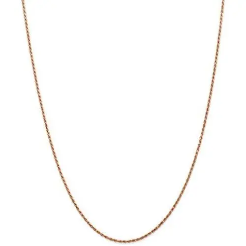 Solid 14k Rose Gold 1.5mm Diamond-Cut Rope Chain Necklace - with Secure Lobster Lock Clasp Solid 14k Rose Gold 1.5mm Diamond-Cut Rope Chain Necklace - with Secure Lobster Lock Clasp