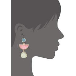 Multi Colorblock Geomtric Frame with Acrylic Gem Tear Drop Statement Earrings