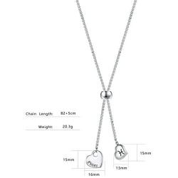 Ubrand 12 Constellations Necklace, Stainless Steel Heart-Shaped 12 Constellations for Women Jewelry Constellation Vertical Bar Looped Adjustable Long Necklace Birthday Gifts