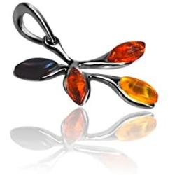 Multicolor Amber Sterling Silver Pendant