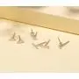 Sterling Silver Stud Earrings for Women Men- 4 Pairs of Hypoallergenic Simple Geometric Small Stud Earring Set Tiny Circle Triangle Square Bar Stud Earrings Mini Cartilage Tragus Earrings