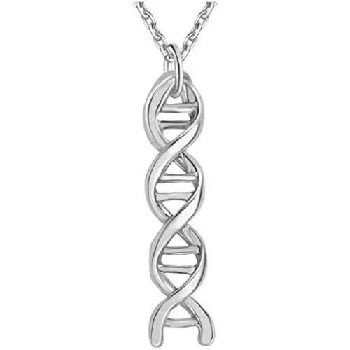 MIXIA Fashion 3D DNA Double Helix Necklace Silver Gold DNA Necklace Pendant Biological Symbol Unique Science Jewelry for Women